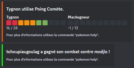Image montrant le message de victoire d'un duel